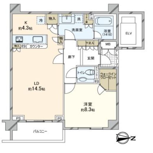 パークハウス四谷 1階 間取り図
