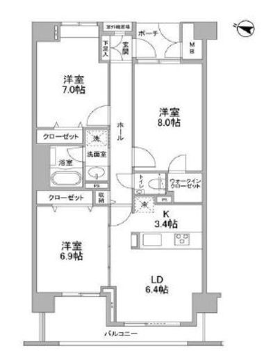 ソアラノーム碑文谷 203 間取り図