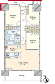 クレヴィア住吉 3階 間取り図