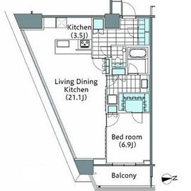 コンフォリア新宿イーストサイドタワー 2113 間取り図