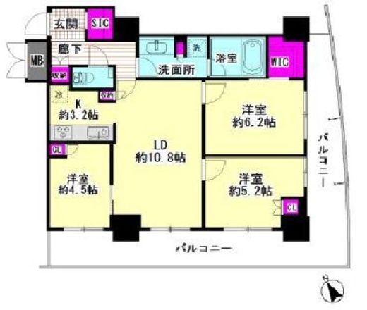 ステーションツインタワーズ糀谷フロントイースト 3階 間取り図