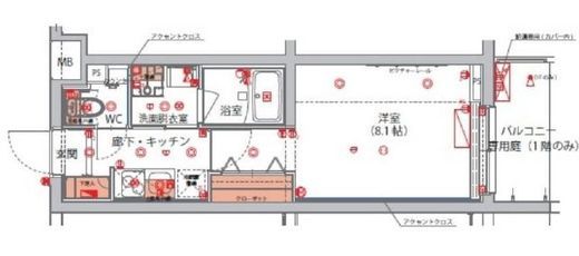 ハーモニーレジデンス新宿ザノース 208 間取り図