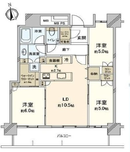 パークタワー東雲 15階 間取り図