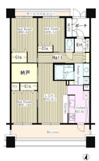 グランドテラス新宿 8階 間取り図