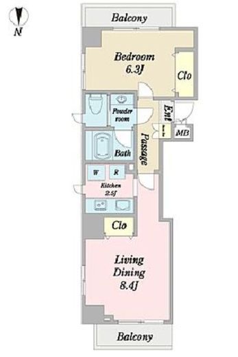 リテラス中目黒 301 間取り図