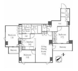 プラウド目黒洗足 4階 間取り図