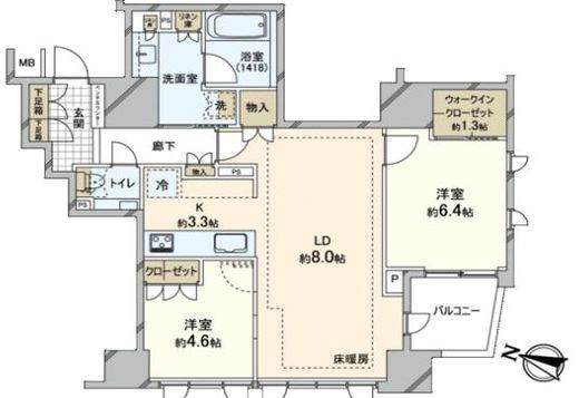 ジオ一番町 4階 間取り図