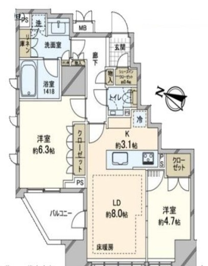 ジオ一番町 3階 間取り図