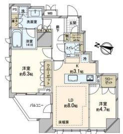 ジオ一番町 2階 間取り図