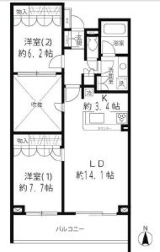 リベルテ等々力 204 間取り図