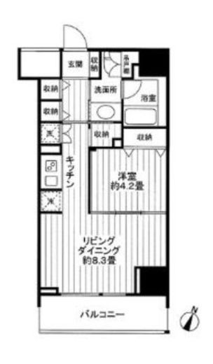 クロスレジデンス白金高輪 1305 間取り図