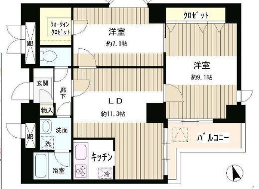 グリーンコート 304 間取り図