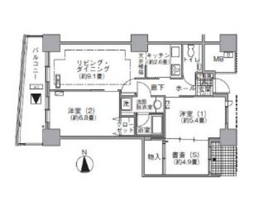 アクティ汐留 3413 間取り図