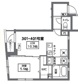 ヴェルデフォレスタ代々木公園 301 間取り図