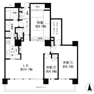 リバーポイントタワー 2305 間取り図