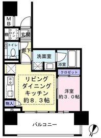 クレヴィア新宿若松町 8階 間取り図