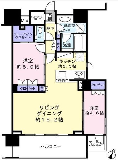 クレヴィア新宿若松町 8階 間取り図