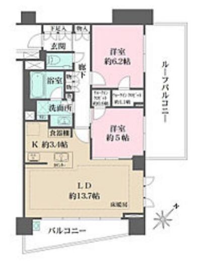 ザ・パークハウス東雪谷 5階 間取り図