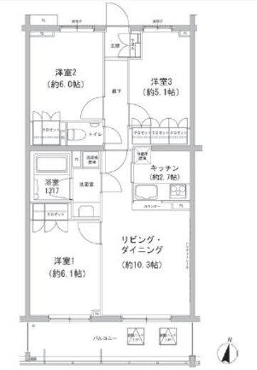 ヒューリックコート雪が谷 509 間取り図