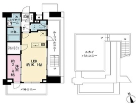 クレイシア新宿パークコンフォート 9階 間取り図