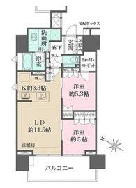 プラウド中目黒 13階 間取り図