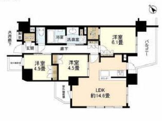 ザ・パークハウス東雪谷フロント 9階 間取り図