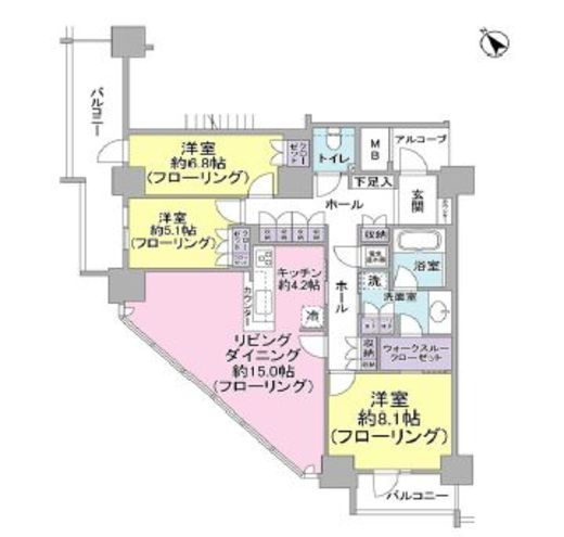 ビーコンタワーレジデンス 24階 間取り図