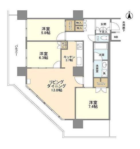 豊洲シエルタワー 22階 間取り図