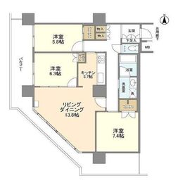 豊洲シエルタワー 22階 間取り図