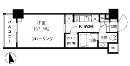 パークリュクス白金mono グレージュ 3階 間取り図