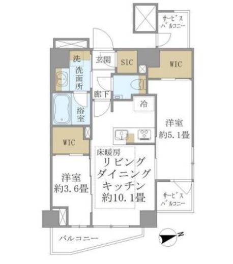 シーンズ大森パークサイド 6階 間取り図
