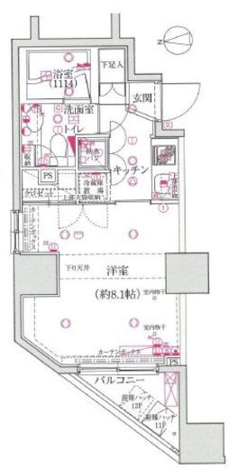 グランティアラ新御徒町アジールコート 12階 間取り図