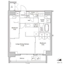 プラウドフラット日暮里 1302 間取り図