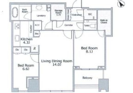 シティタワー麻布十番 30階 間取り図