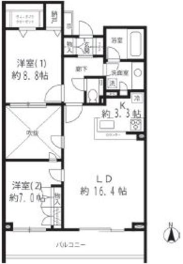 リベルテ等々力 206 間取り図