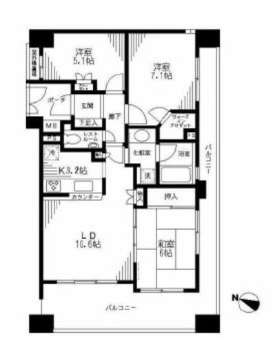 アールブラン西馬込 2階 間取り図