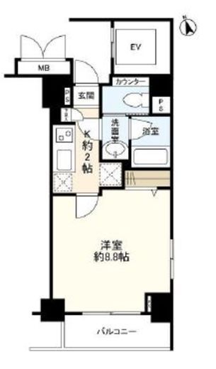 東急ドエル・グラフィオ八丁堀 7階 間取り図