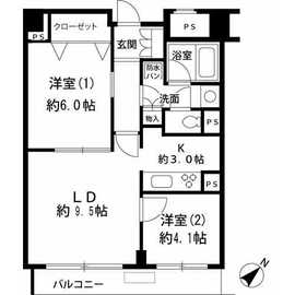 ルシマン月島 1206 間取り図