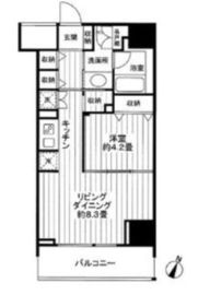 クロスレジデンス白金高輪 1205 間取り図