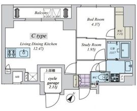 クリアル日本橋浜町 801 間取り図