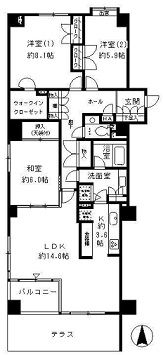 パークサイド・ウイングス 106 間取り図