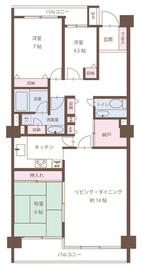 山王ガーデンハイツ 3階 間取り図