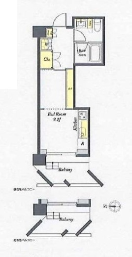 プライムメゾン浅草イースト 208 間取り図