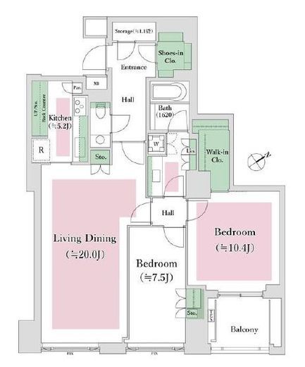 ブランズ六本木ザレジデンス 2階 間取り図