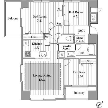 レジディア新川2 1003 間取り図