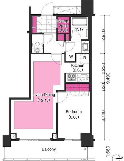 ブリリアイストタワー勝どき 17F3 間取り図