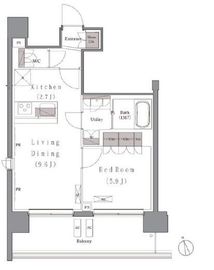 プレジリア新富町 610 間取り図