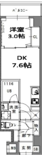 S-RESIDENCE菊川rivie (エスレジデンス菊川リヴィエ) 303 間取り図