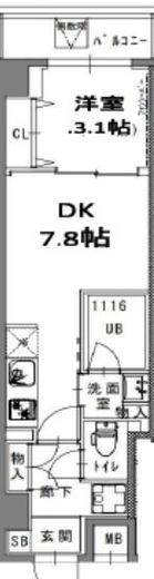 S-RESIDENCE菊川rivie (エスレジデンス菊川リヴィエ) 802 間取り図