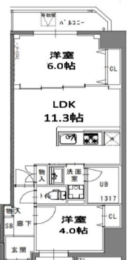 S-RESIDENCE菊川rivie (エスレジデンス菊川リヴィエ) 401 間取り図